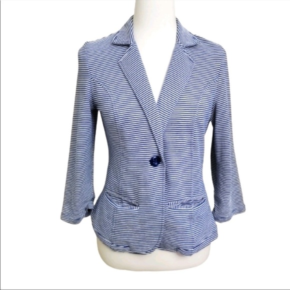 Anthropologie Tulle Striped 3/4 length blazer - Picture 1 of 8